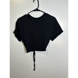 day break womens short sleeve black crop top size medium